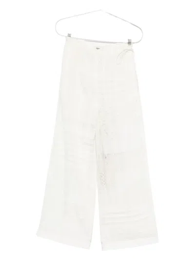 Fendi Lace-panel Trousers In White