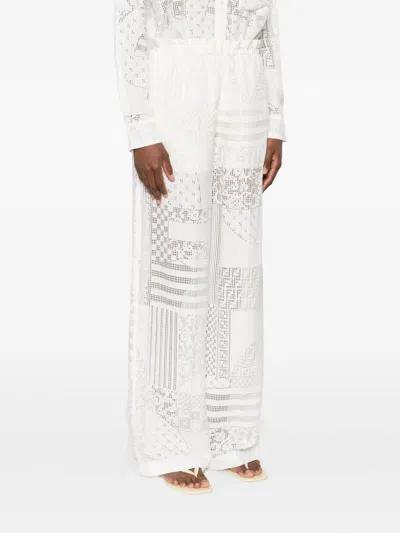 Fendi Lace-panel Trousers In White