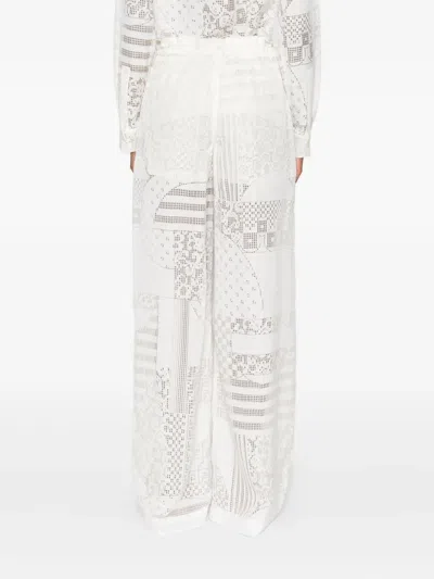 Fendi Lace-panel Trousers In White