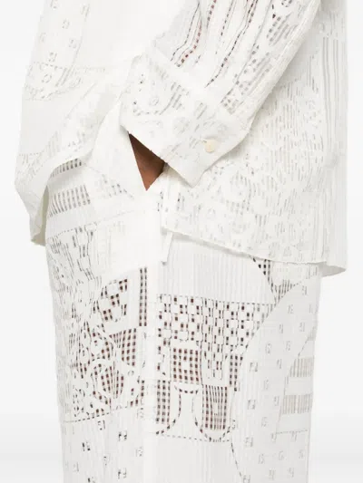 Fendi Lace-panel Trousers In White