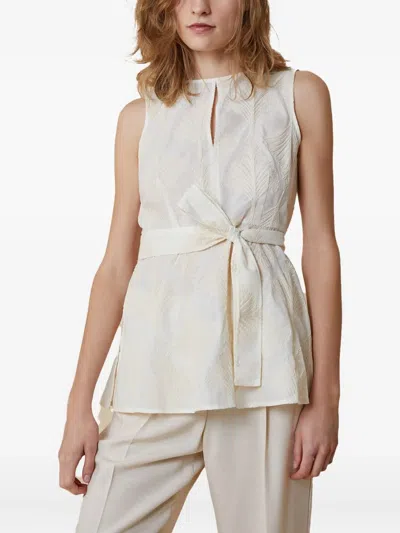 Pennyblack Patterned-jacquard Belted Vest In Neutral