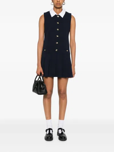 Maje Pleated-collar Dress In Black