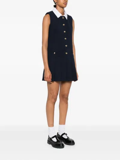Maje Pleated-collar Dress In Black