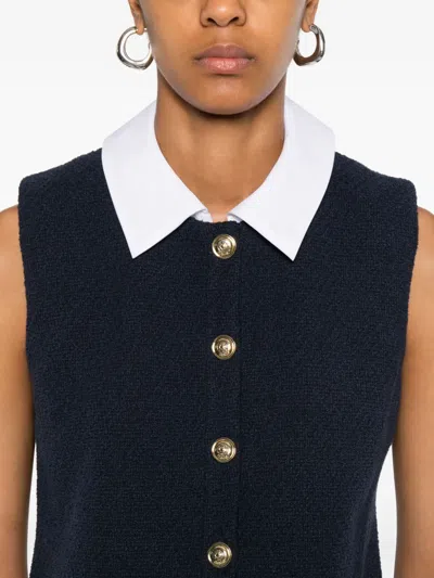 Maje Pleated-collar Dress In Black