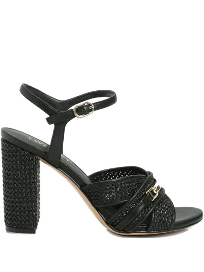 Twinset 100mm Buckled Interwoven Sandals In Black