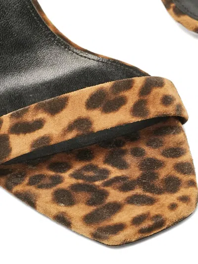Pre-owned Saint Laurent 95mm Leopard-print Suede Sandals