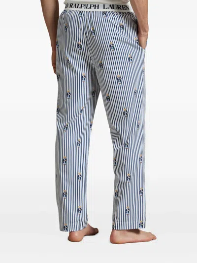 Polo Ralph Lauren Striped Bear-print Pajama Bottoms In Blue