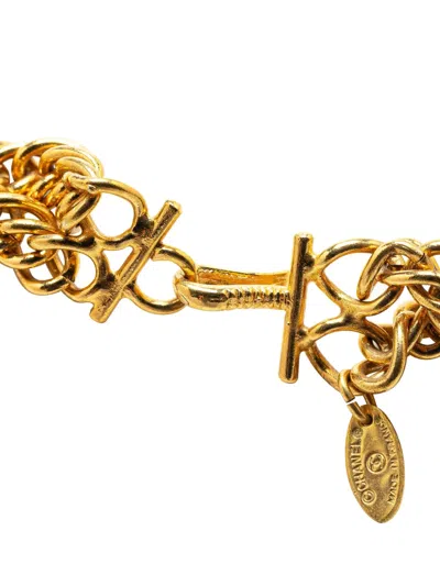 Pre-owned Chanel 1970-1980 Gold Plated Lion Head Choker Costume Necklace