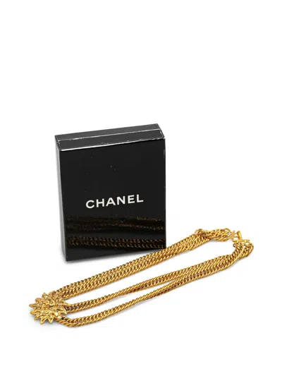 Pre-owned Chanel 1970-1980 Gold Plated Lion Head Choker Costume Necklace