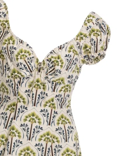 Agua By Agua Bendita Mati Moriche Puff-sleeve Palm-tree Print Dress In Multi