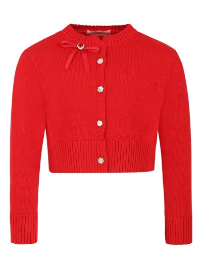 Vivetta Bow-detail Cardigan In Red