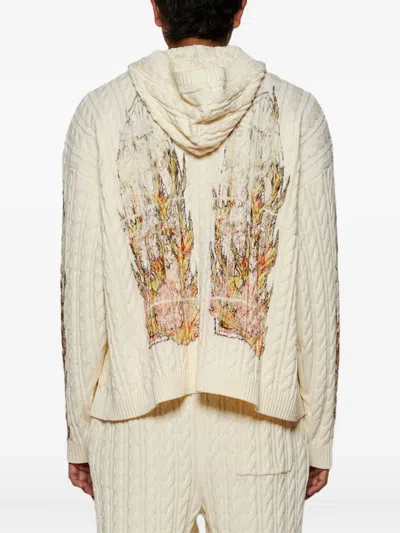 Who Decides War Off-white Flame Glass Cable Knit Hoodie In White