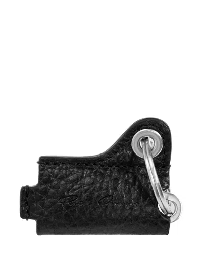 Rick Owens Leather Keyring In Metallic