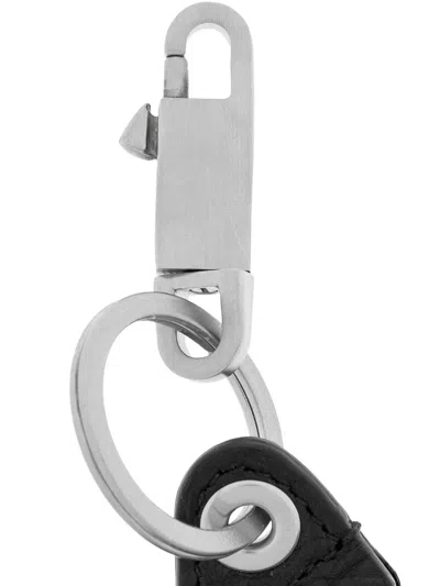 Rick Owens Leather Keyring In Metallic