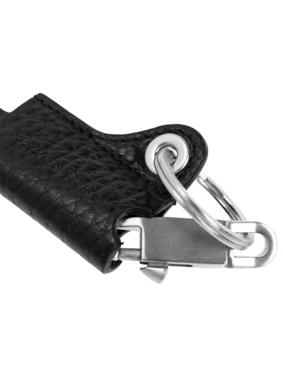 Rick Owens Leather Keyring In Metallic