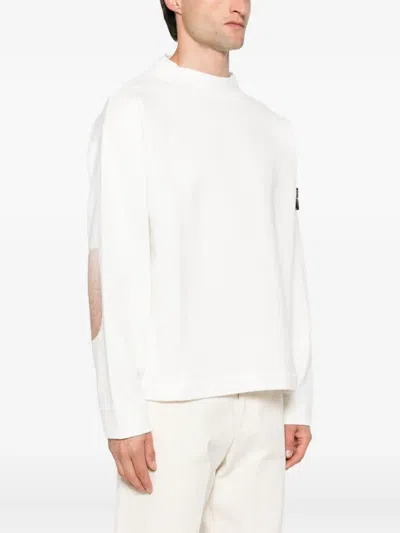 Stone Island Regular-fit Crewneck Sweatshirt With Elasticated Cuffs In White