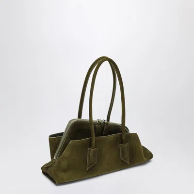 Attico The  La Passeggiata Small Bag In Khaki Green Suede