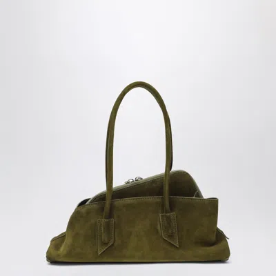 Attico The  La Passeggiata Small Bag In Khaki Green Suede