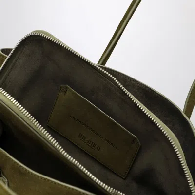 Attico The  La Passeggiata Small Bag In Khaki Green Suede