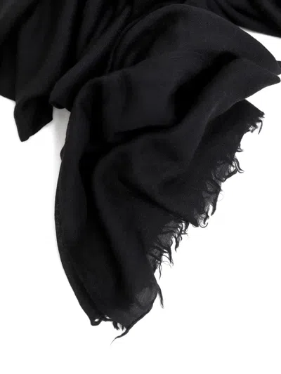 Rick Owens Frayed Scarf In Black