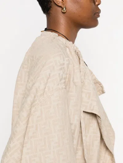 Fendi Women Ff Cotton And Linen Jacket In Neutral