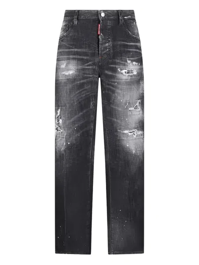 Dsquared2 Distressed Straight-leg Jeans In Gray