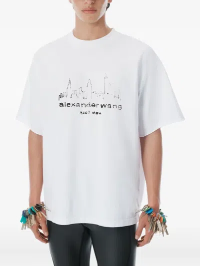Alexander Wang White Cotton Oversized Logo T-shirt In White