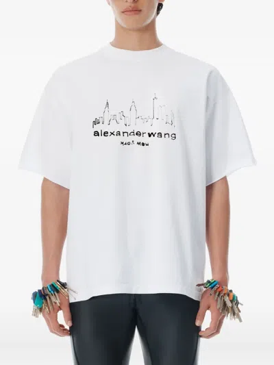Alexander Wang White Cotton Oversized Logo T-shirt In White