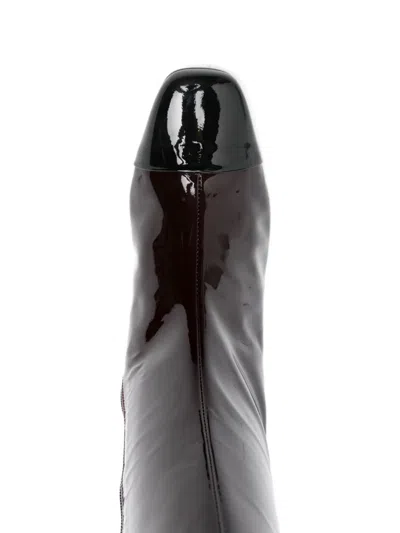 Carel Paris Leather Tall Boots Block Heel In Burgundy