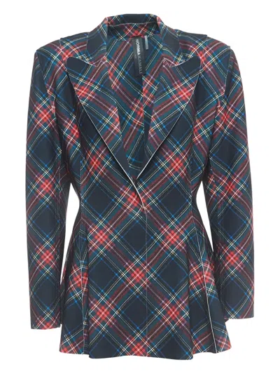 Pre-owned Norma Kamali Vintage  Plaid Peplum Jacket