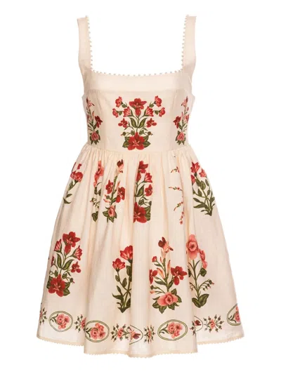 Agua By Agua Bendita Barbara Mini Canna Floral Linen Minidress In Multi