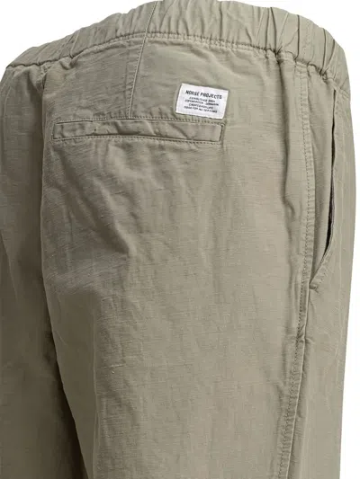 Norse Projects Ezra Relaxed Cotton Linen Trouser Trousers Green In Green