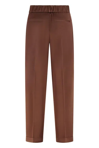 Peserico Cotton Blend Trousers In Brown