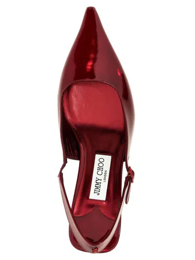 Jimmy Choo Amel 50 Embellished Mirrored-leather Slingback Pumps In Red