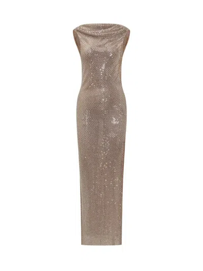 Self-portrait Rhinestone Maxi Dress In Brown