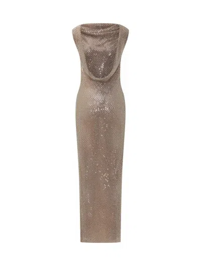 Self-portrait Rhinestone Maxi Dress In Brown