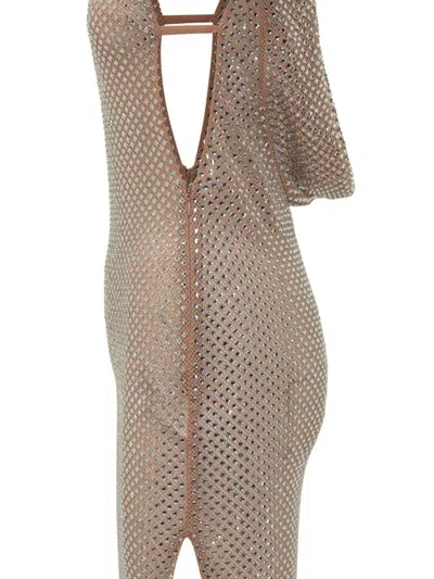 Self-portrait Rhinestone Maxi Dress In Brown