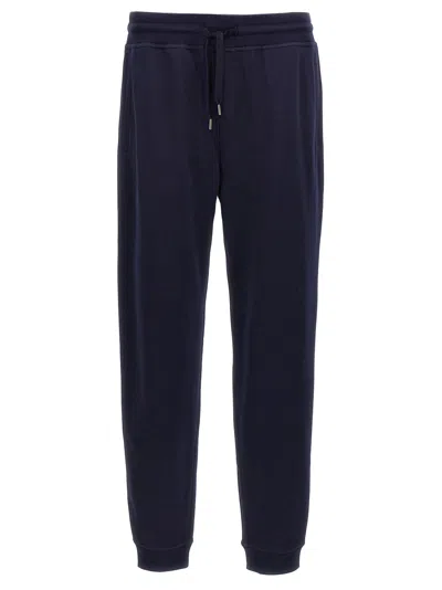 Brunello Cucinelli Casual Joggers With Drawstring And Stripes In Blue