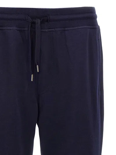 Brunello Cucinelli Casual Joggers With Drawstring And Stripes In Blue