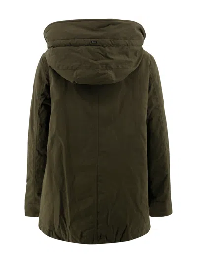 Herno Puffer Jackets With Drawstring Hem And Hood In Green