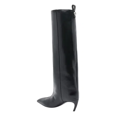 Attico Leather High Shaft Ankle Boots With Pointed Toe