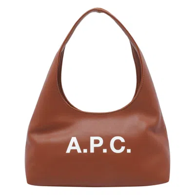 Apc A.p.c. Baby Ninon Shoulder Bag With Logo Print In Brown