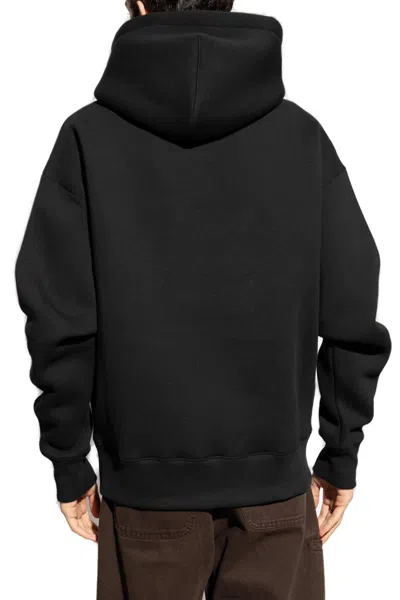 Ami Alexandre Mattiussi Paris Long-sleeved Drawstring Hoodie In Black