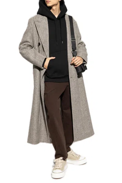 Ami Alexandre Mattiussi Paris Long-sleeved Drawstring Hoodie In Black