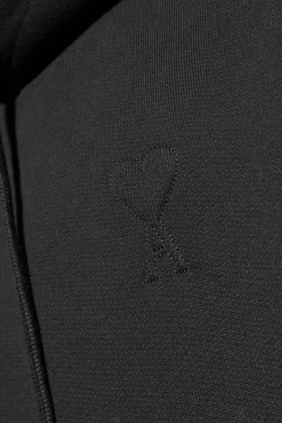 Ami Alexandre Mattiussi Paris Long-sleeved Drawstring Hoodie In Black