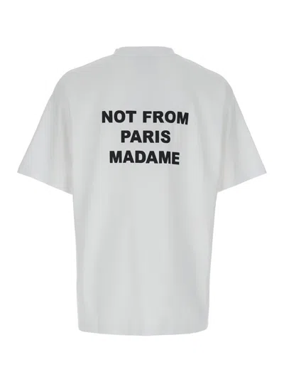 Drôle De Monsieur White Crewneck T-shirt With Slogan Print On The Front And Back