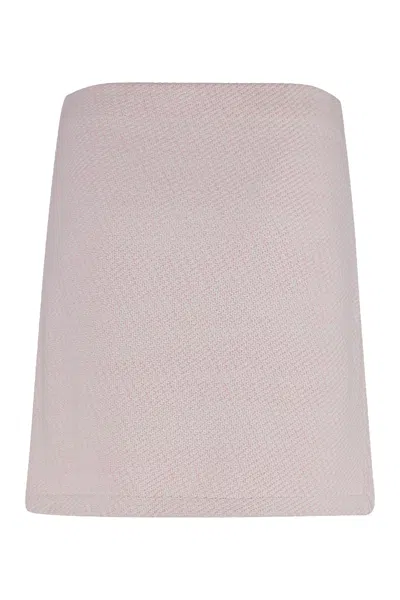 Self-portrait Knitted Mini Skirt In Brown