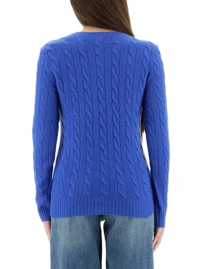 Polo Ralph Lauren Blu Porto Melange Wool And Cashmere Braided Sweater