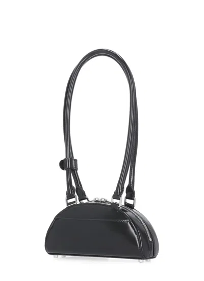 Self-portrait Black Leather Mini Shoulder Bag With Charm In Black
