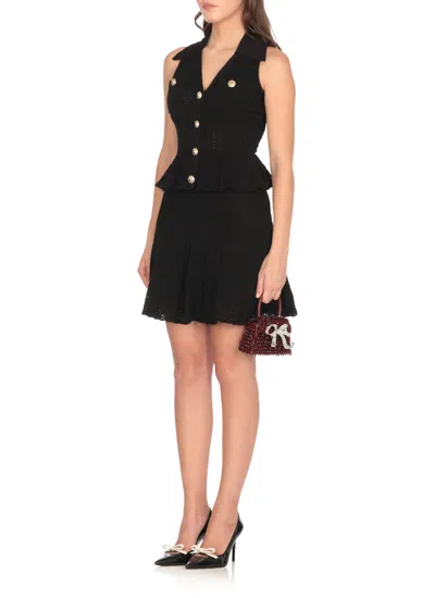 Self-portrait Pointelle-knit Sleeveless Mini Dress